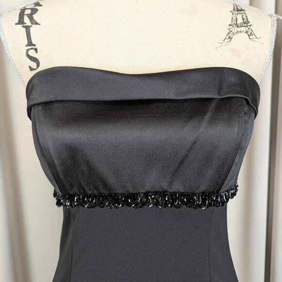 Y2K Morgan & Co. by Linda Bernell Strapless Beaded Formal Dress Black Size 7/8 - Picture 6 of 13